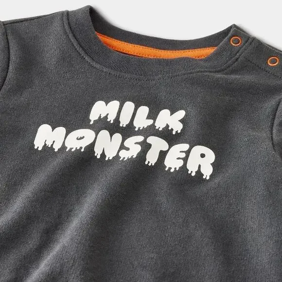 Cat & Jack Checkered Milk Monster French Terry Sweatshirt & Jogger Pants Set - Picture 3 of 4